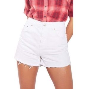 White High Waisted Denim Shorts